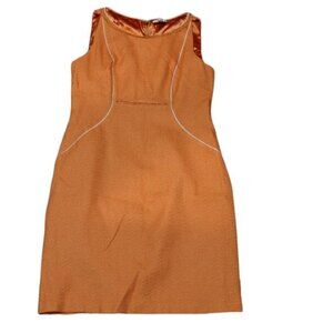 T Tahari Orange Tweed Textured Pencil Dress | Exposed Zipper Raw Edge Career 14